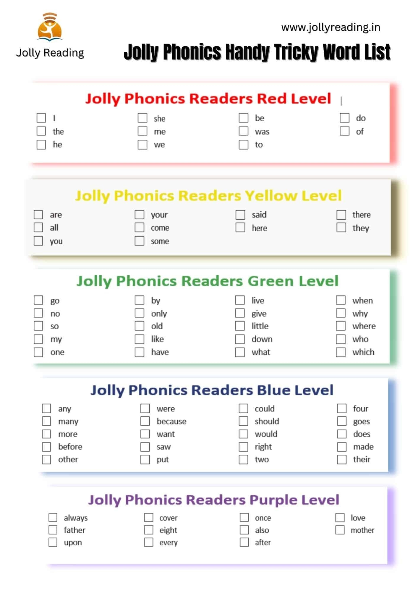 Jolly Phonics 72 Tricky Words And Tips For Teaching Jolly Reading