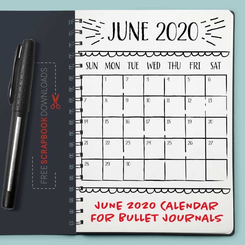 June 2020 Bullet Journal Calendar Template