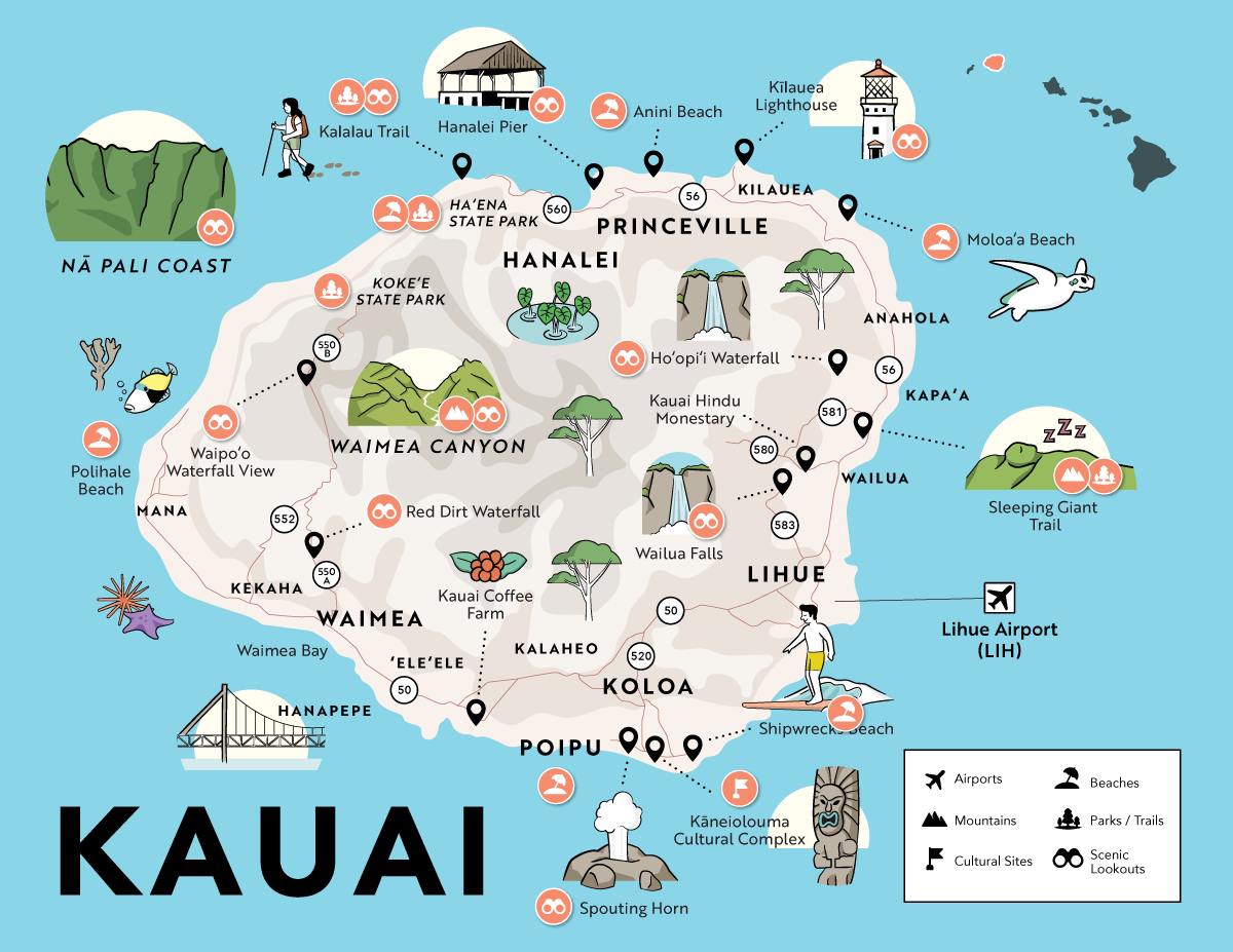 Kauai Maps Top Attractions Regions U0026 Points Of Interest