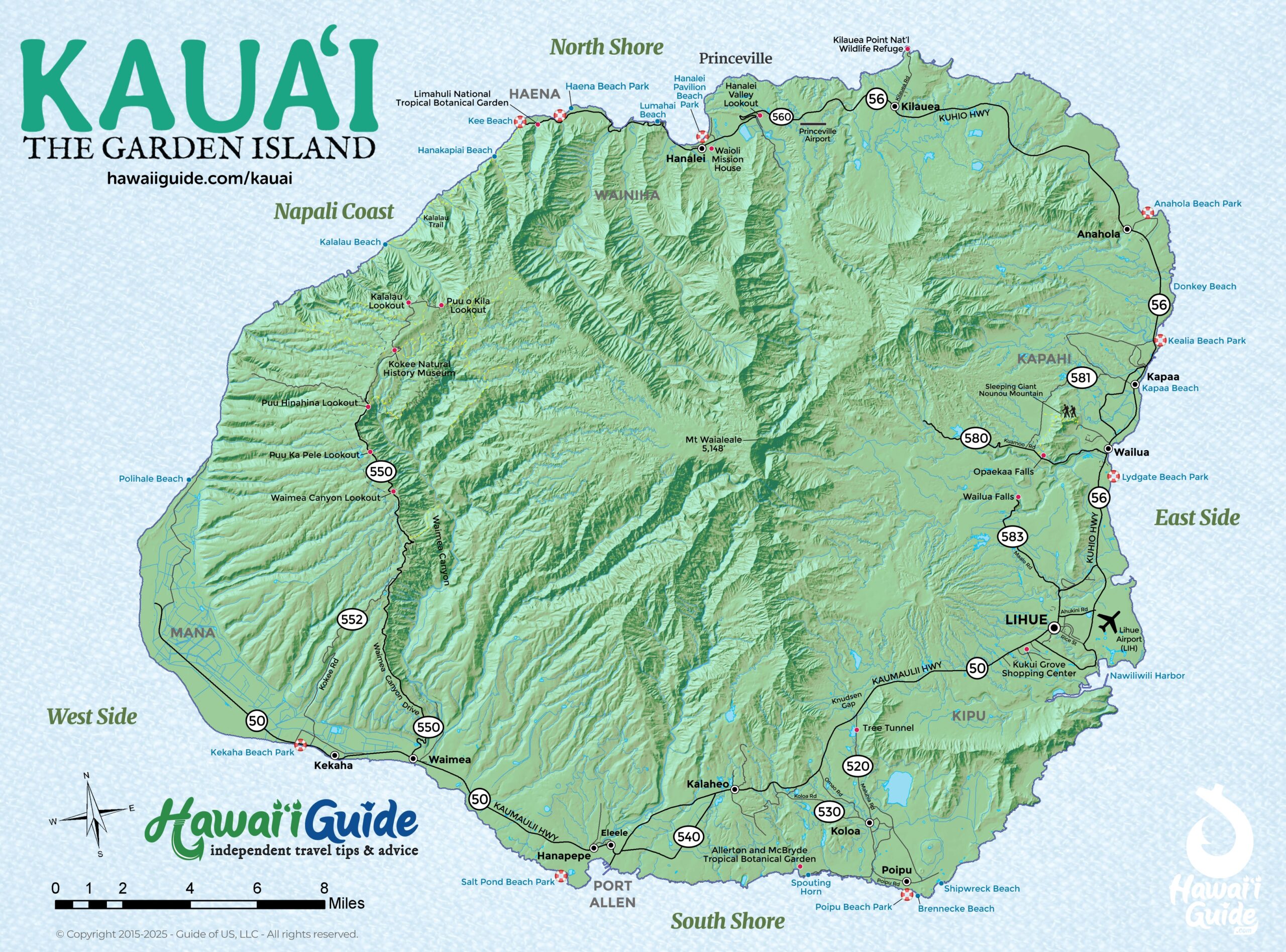 Kauai Maps Updated Travel Map Packet Printable Map HawaiiGuide