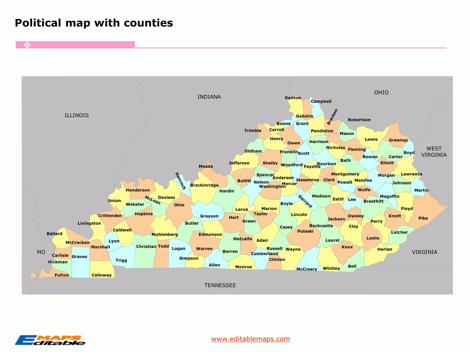 Printable Map Of Ky Counties
