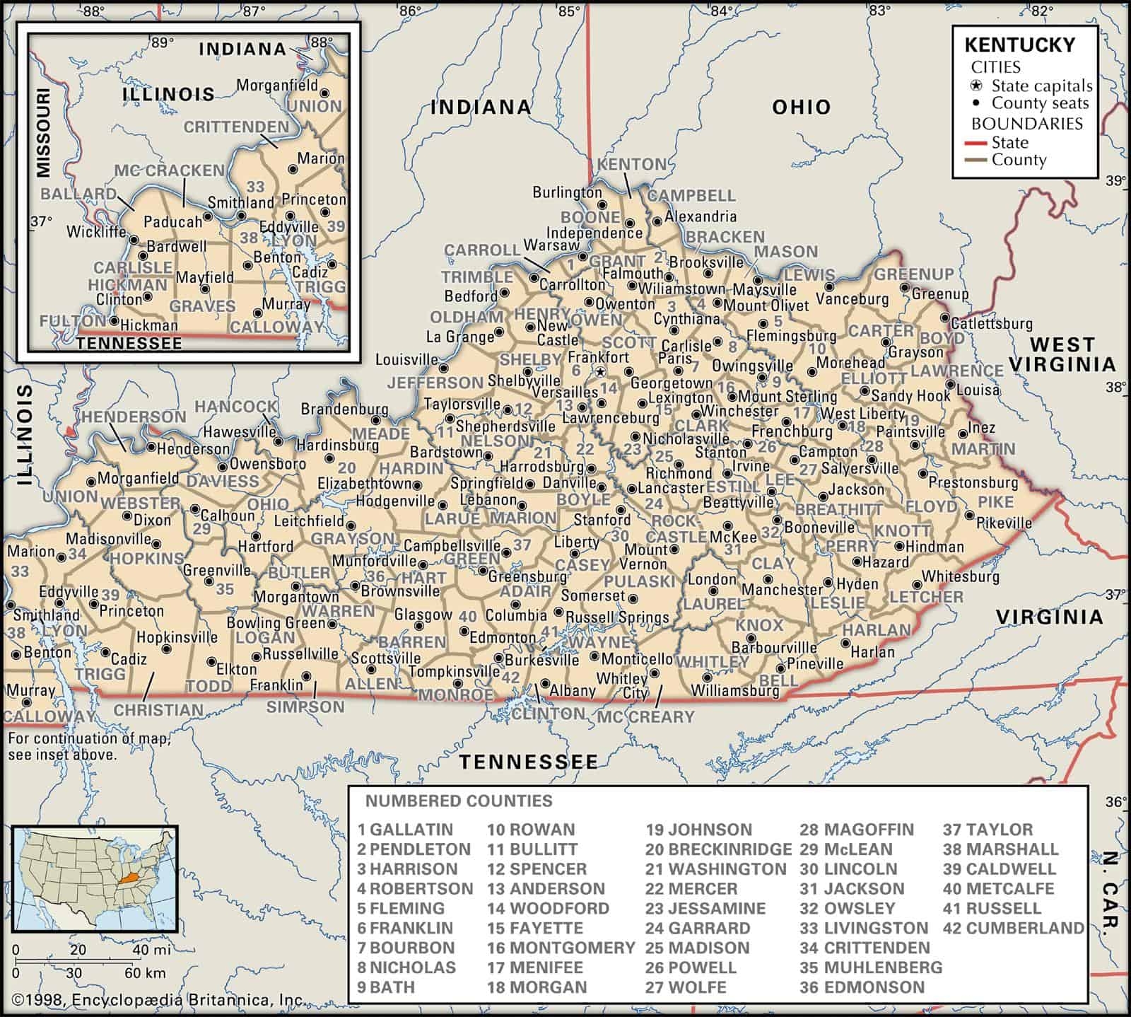 Kentucky County Maps Interactive History U0026 Complete List