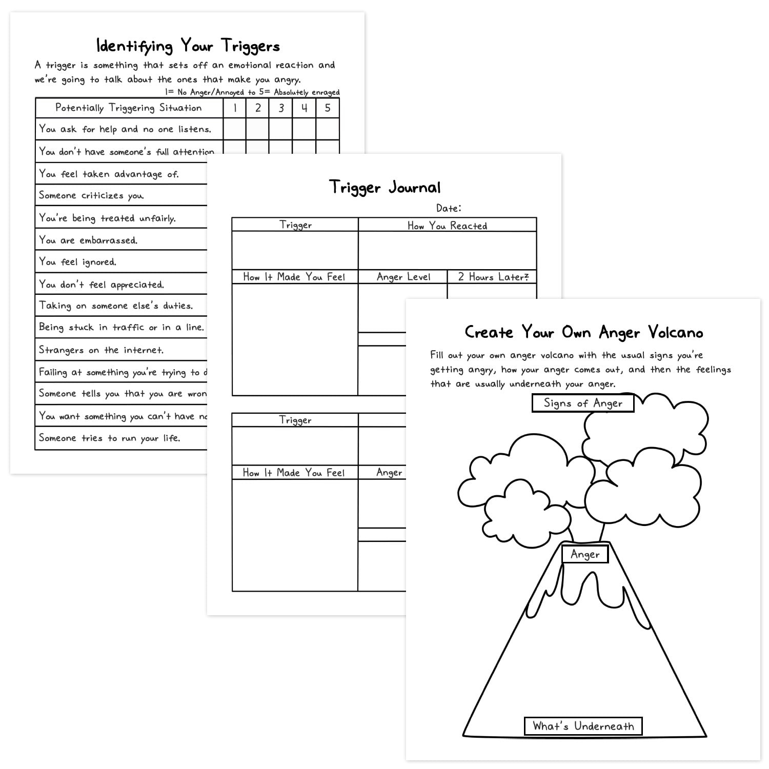 Kids Emotion Identification Kit Anger Volcano Poster U0026 Anger Volcano Worksheet Worksheets Library