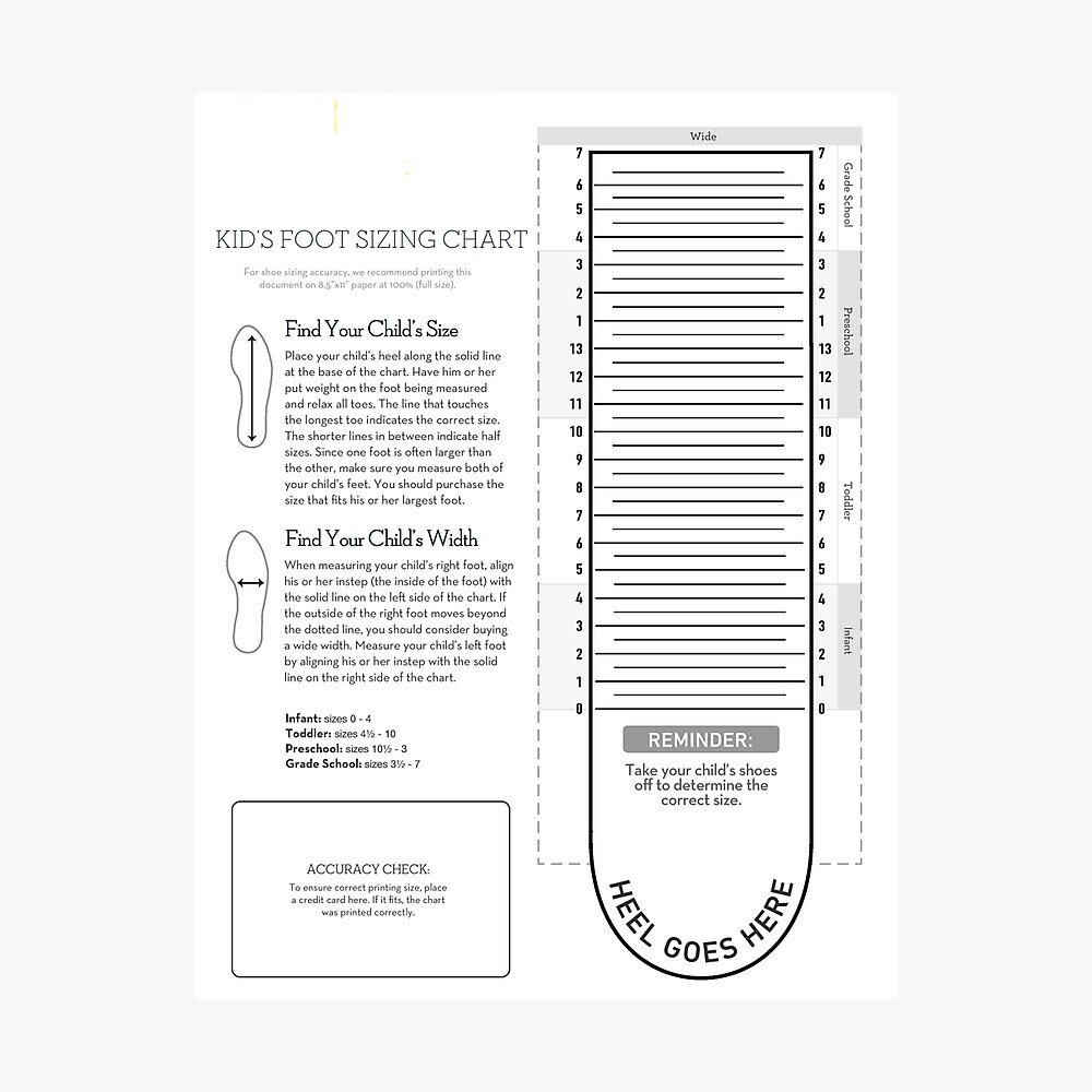 Kids Foot Sizing Chart Poster For Sale By VisualSimple Redbubble