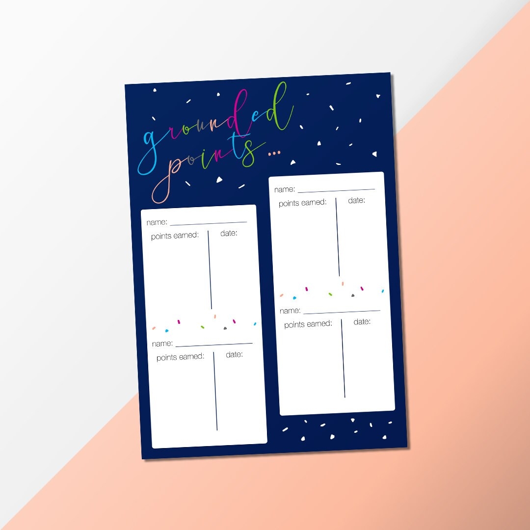 Kids Grounded Chore Chart Printable Point Tracker digital Download Etsy