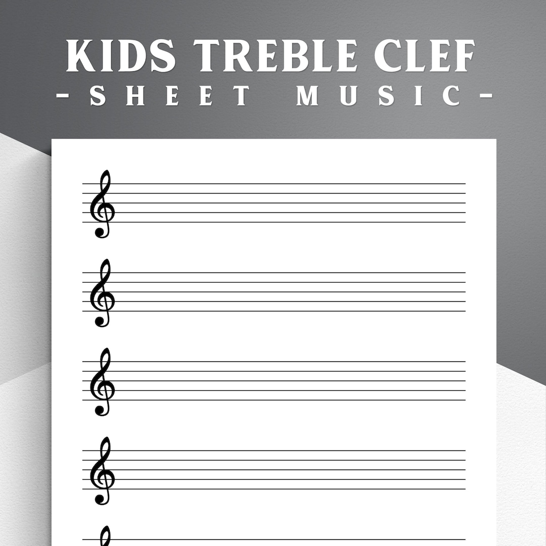 Kids Printable Treble Clef Sheet Music For Letter a4 Blank Sheet Music Printable Treble Staff Paper Blank Music Paper Etsy