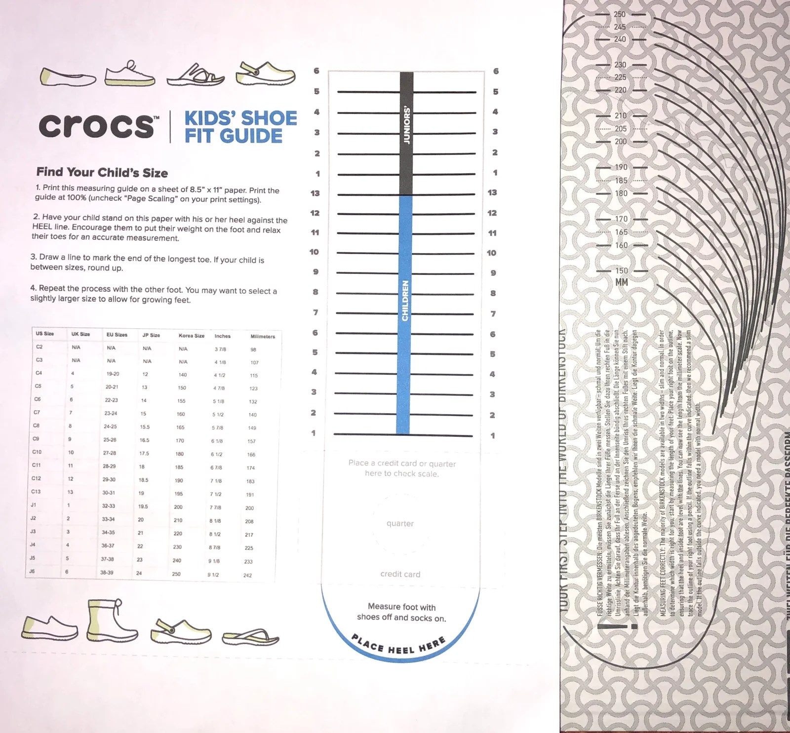Kids Shoe Size C12 Crocs Size Chart Crocs Footwear Crocs Kids Size Guide Shoe C4 Crocs
