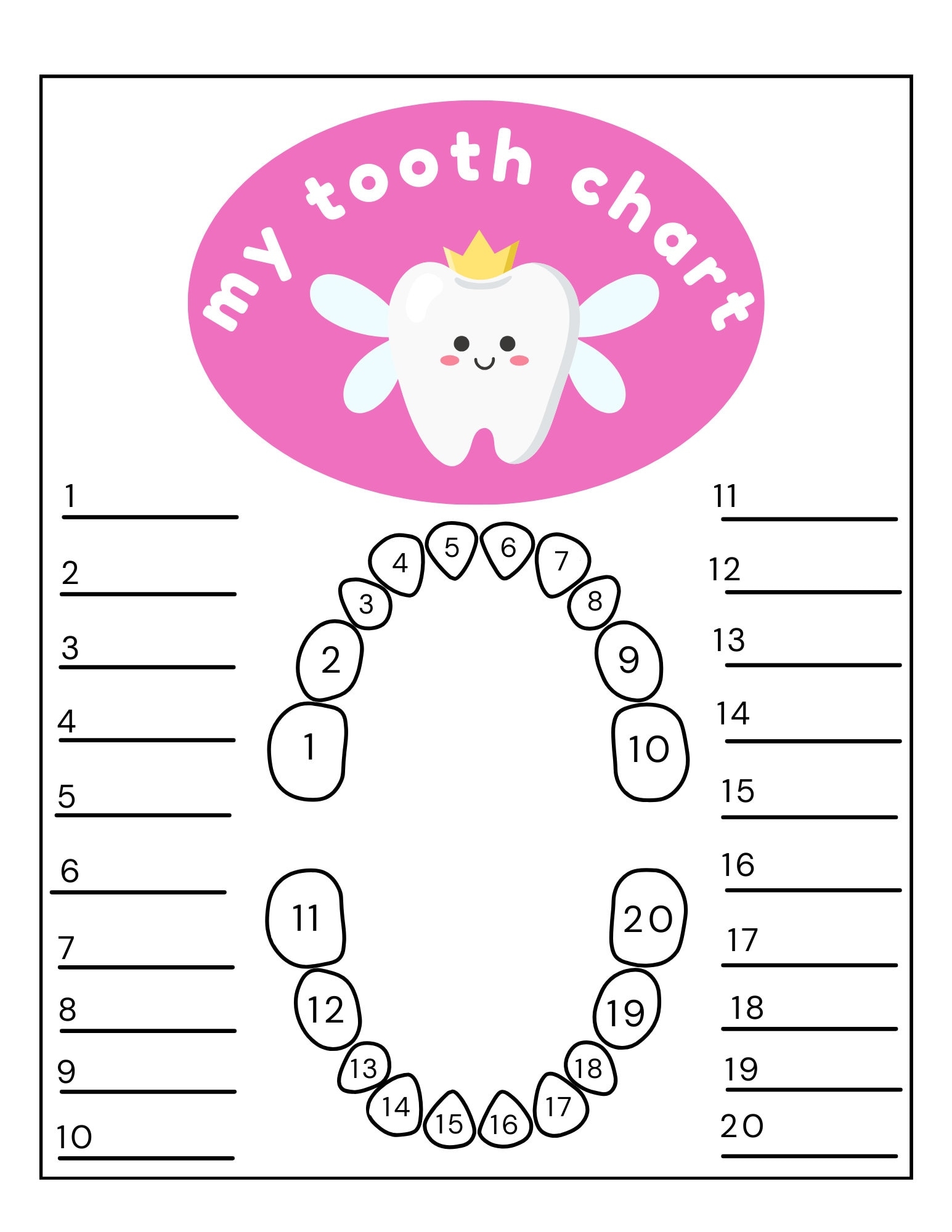 Lost Tooth Chart Free Printable