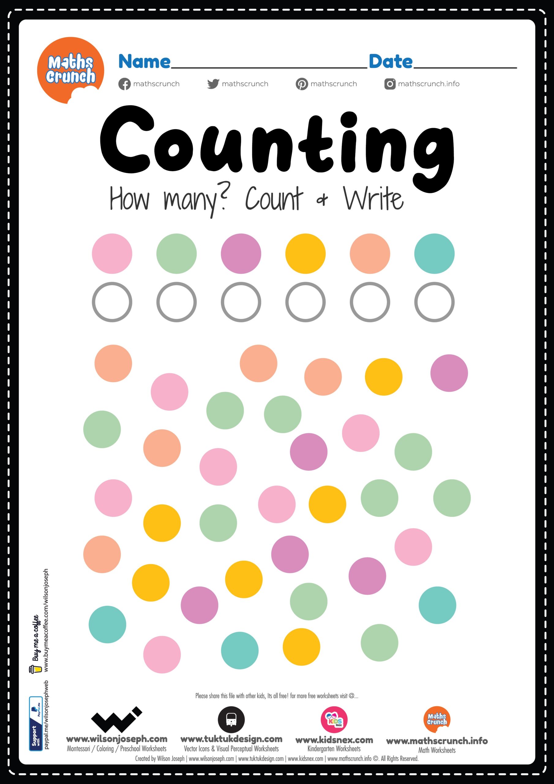 Counting Printable Worksheets For Kindergarten