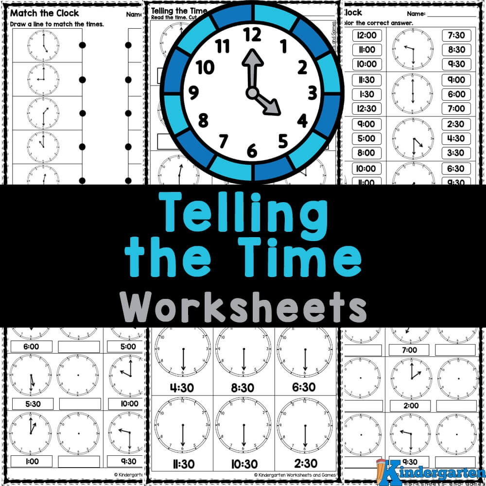  Kindergarten Telling The Time Clock Worksheets
