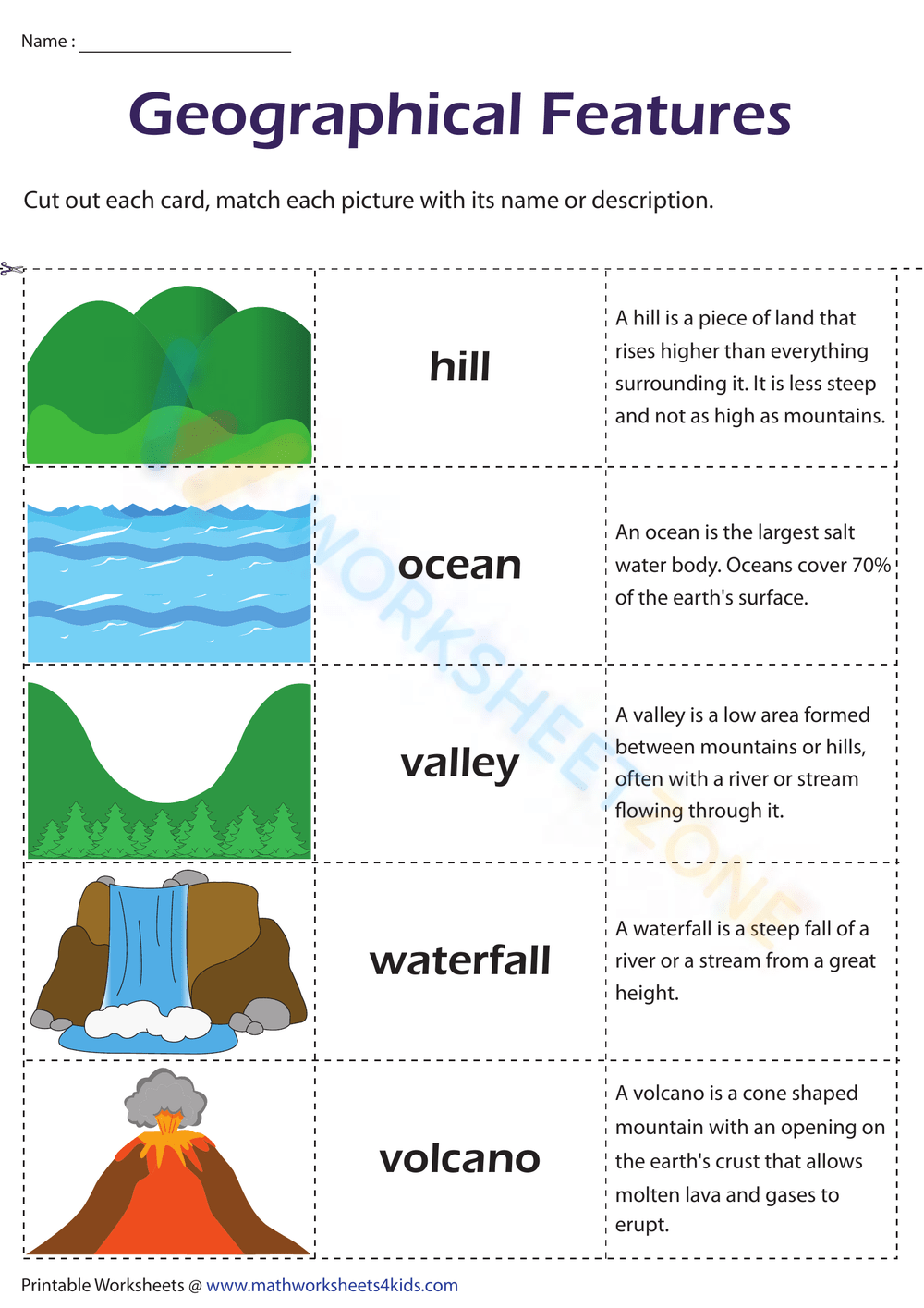 Landforms Worksheets Printable