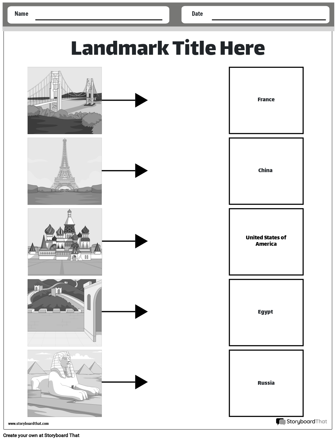 Landmark Worksheets Free Templates By Storyboard That