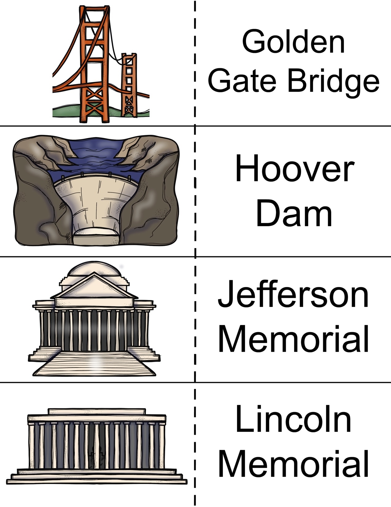 Landmarks Of The United States Matching Activity The Activity Mom