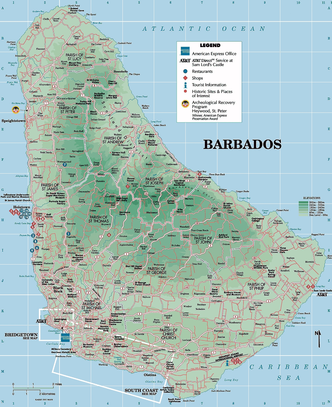 Large Detailed Physical And Tourist Map Of Barbados Barbados Large Detailed Physical And Tourist Map Vidiani Maps Of All Countries In One Place