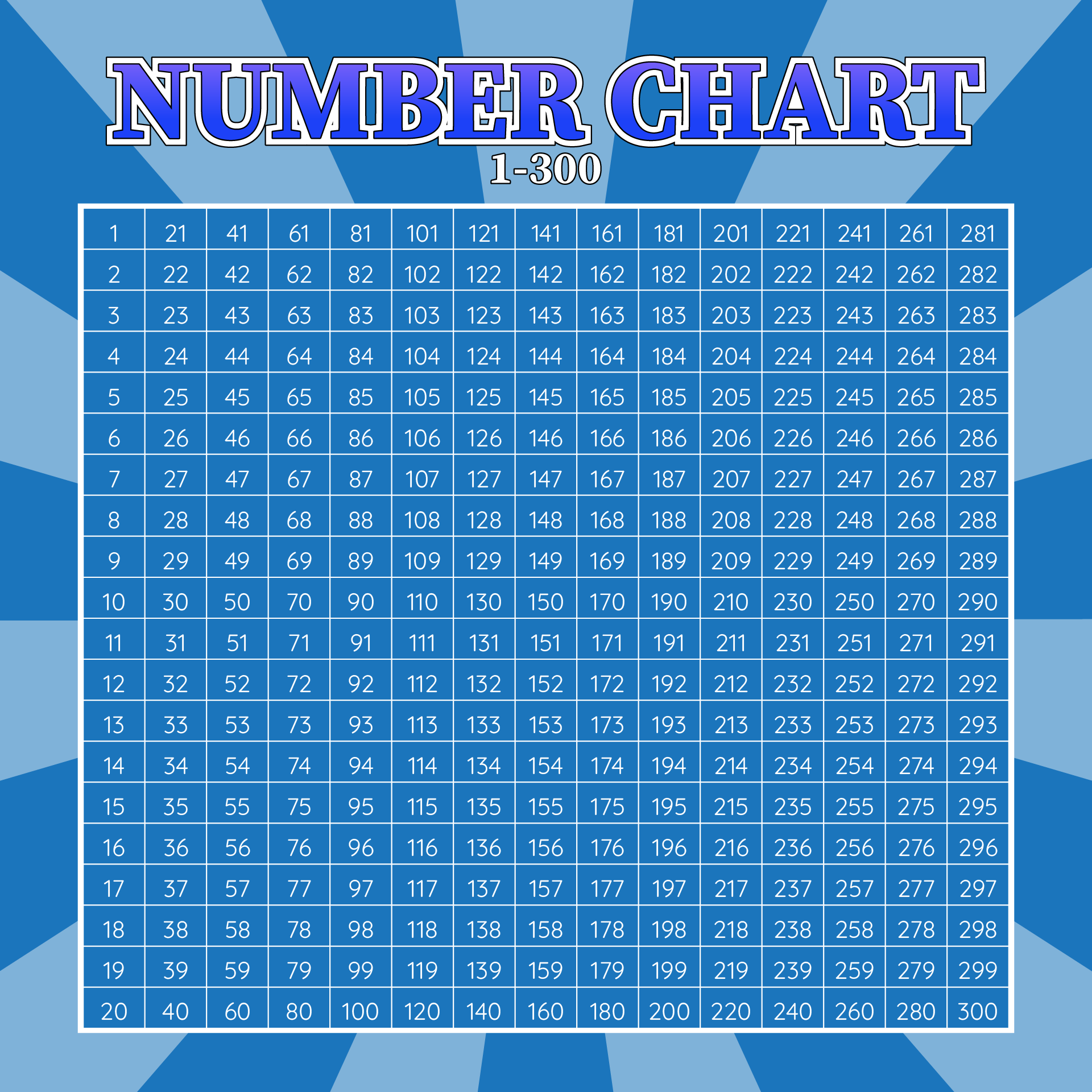 Free Printable 300 Chart Free Printable 300 Chart