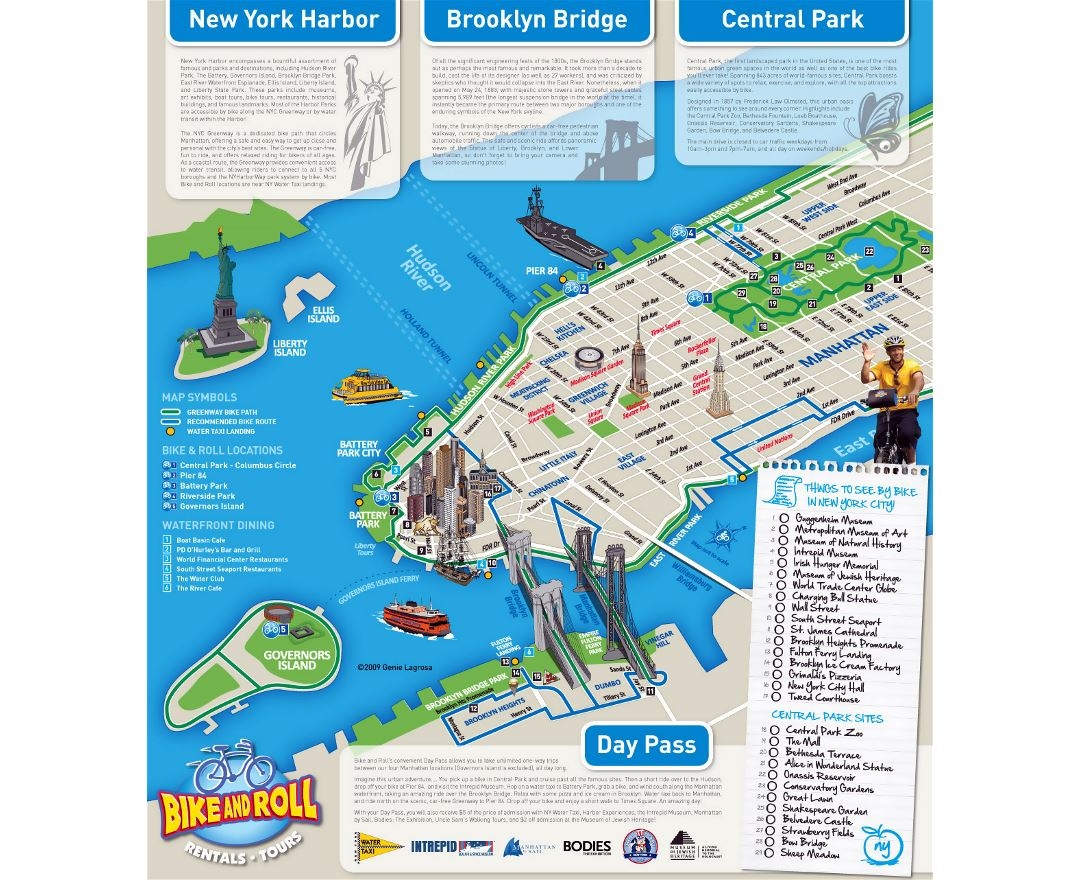 Large Printable Tourist Attractions Map Of Manhattan New York Worksheets Library