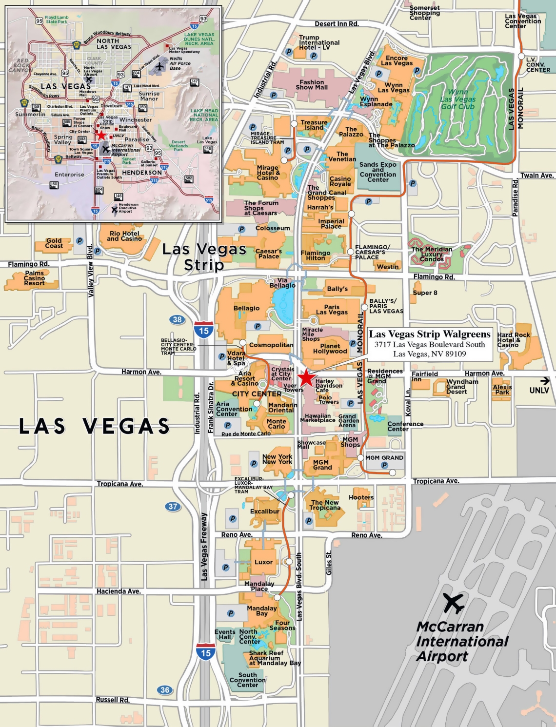 Large Strip Map Of Las Vegas City Las Vegas Large Strip Map Vidiani Maps Of All Countries In One Place