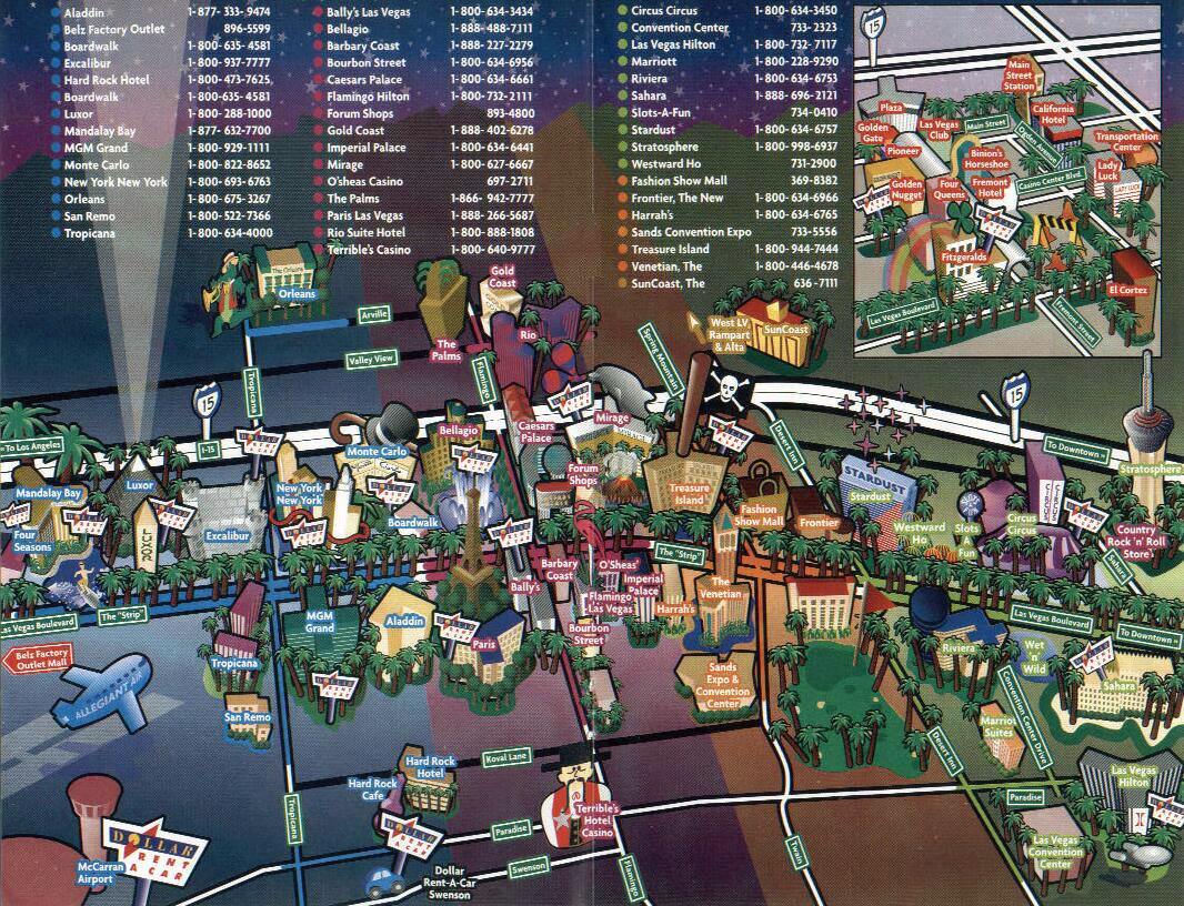 Las Vegas City Tourist Map Las Vegas Tourist Map Vidiani Maps Of All Countries In One Place