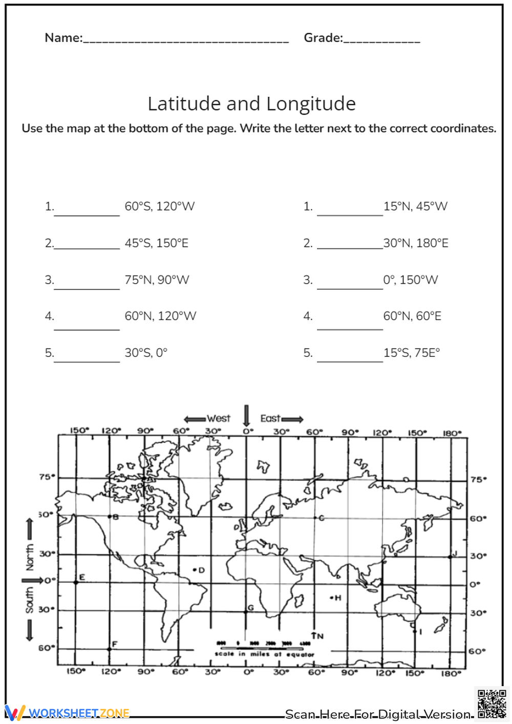 Free Printable Latitude And Longitude Worksheets