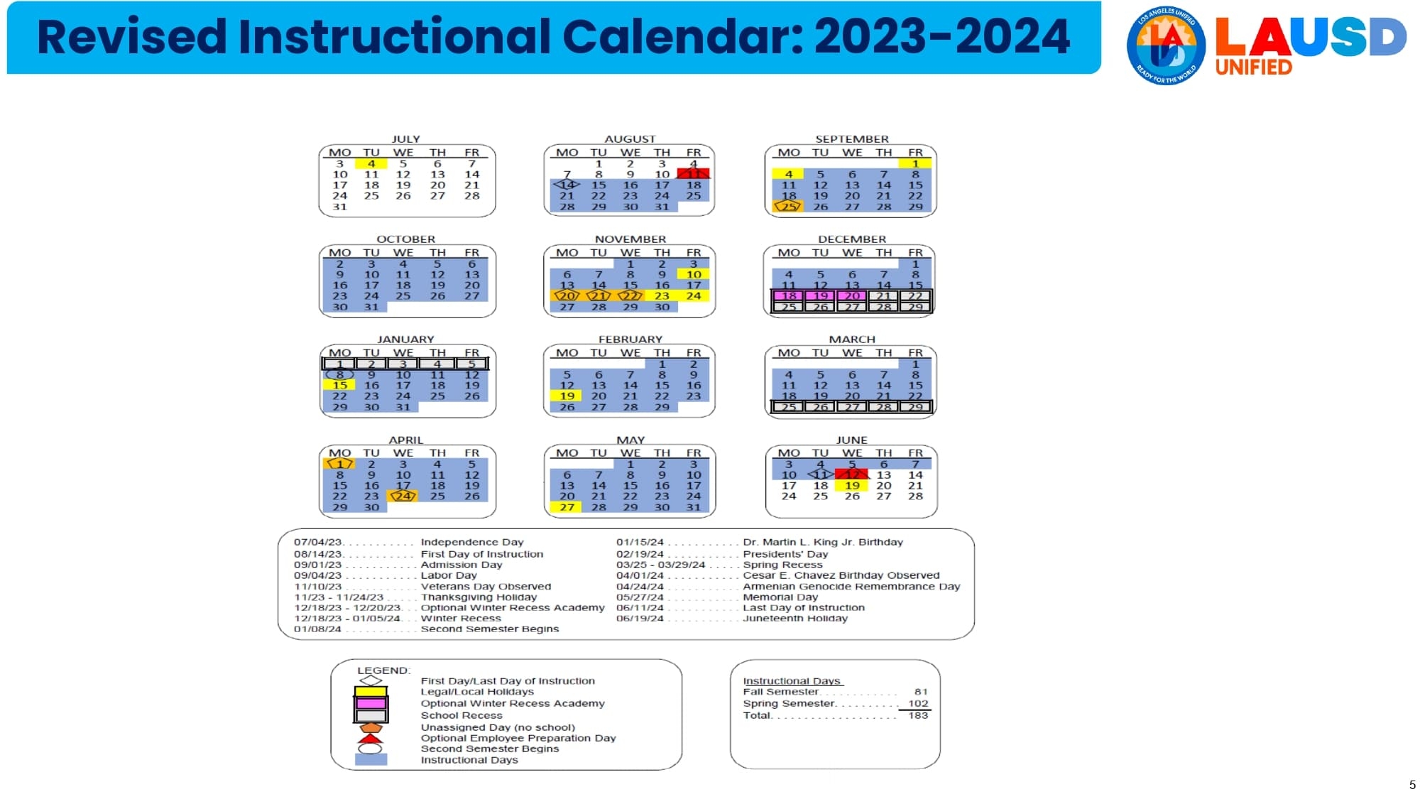 Lausd Calendar 23 2026 Printable