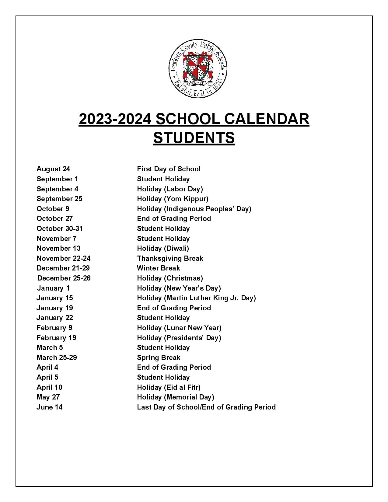Lcps Student Calendar Productivity Calendar Template