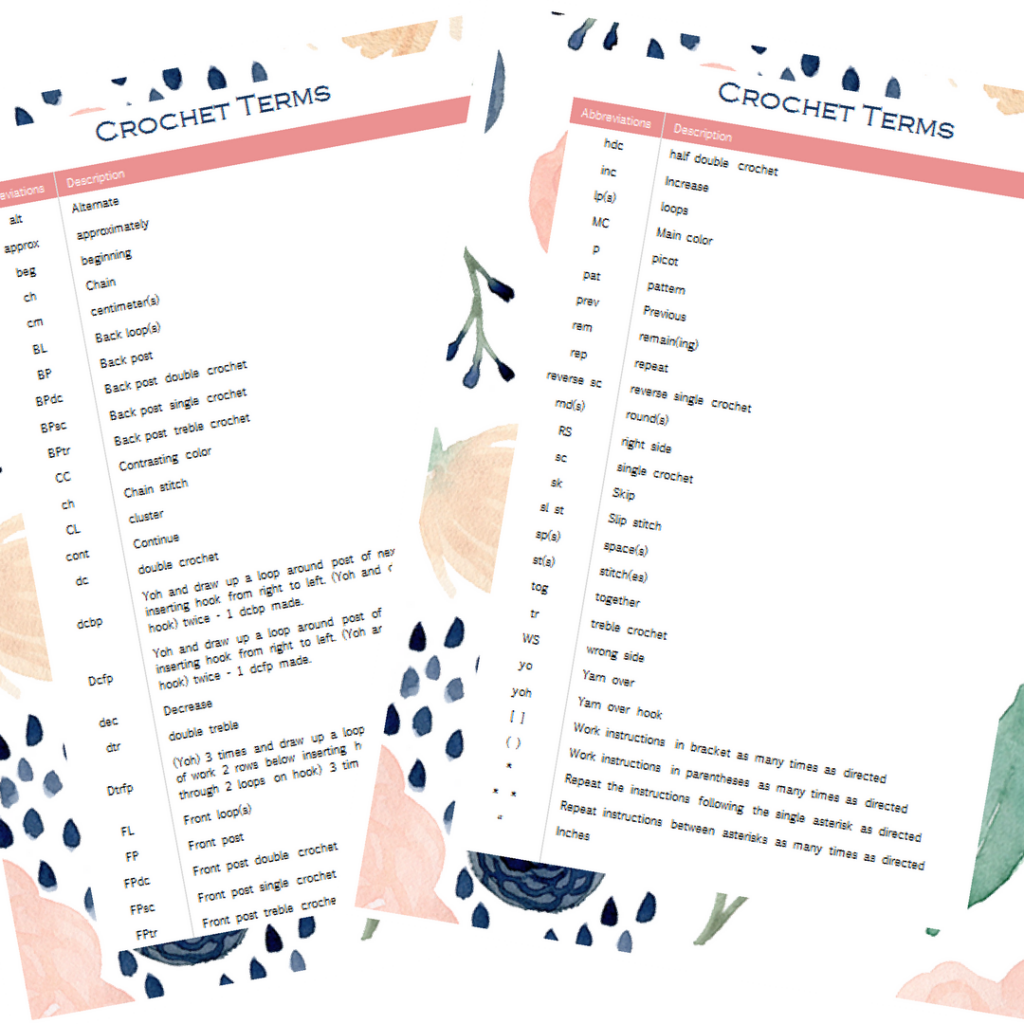 Printable Crochet Stitch Chart