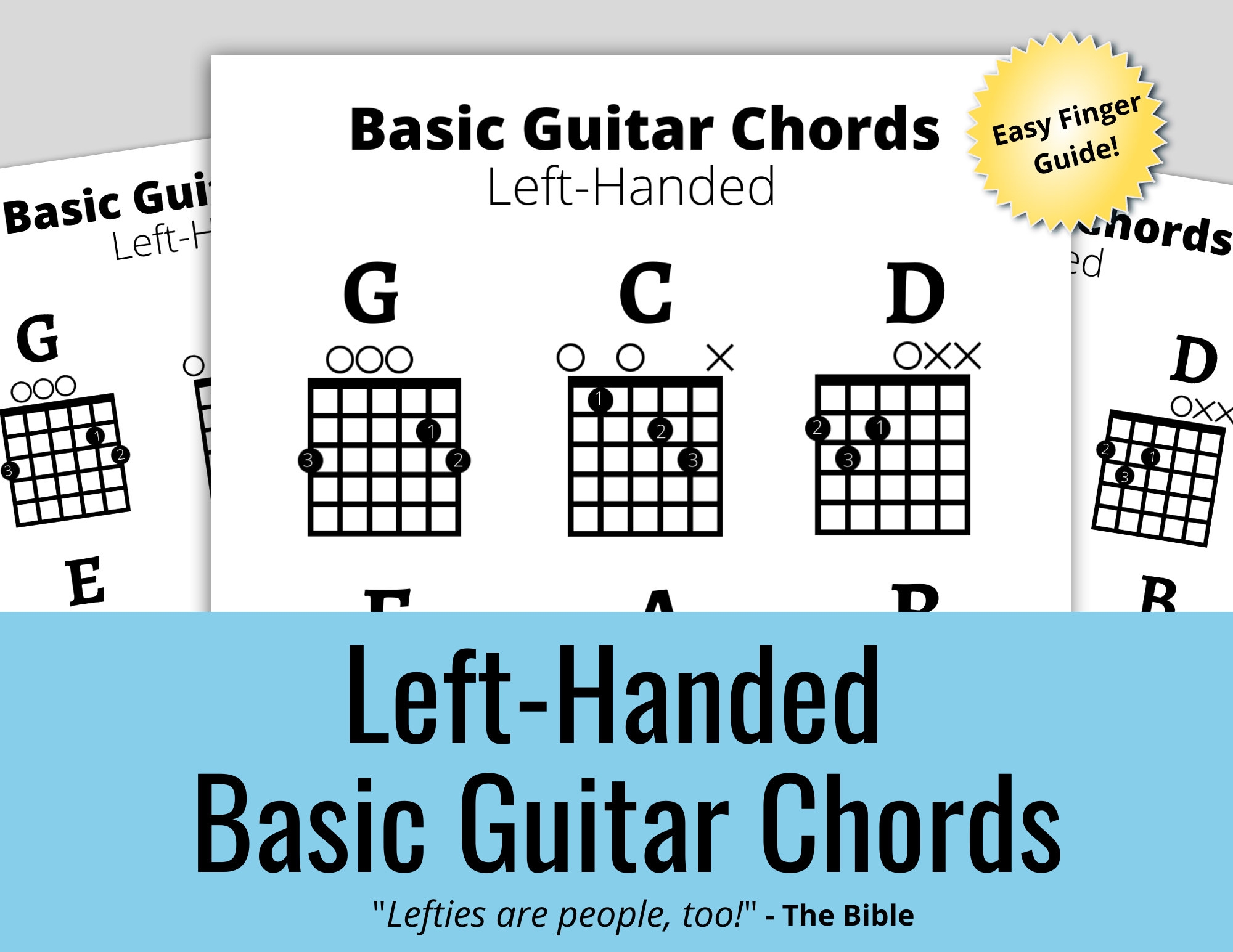 Left Handed Guitar Chords Sheet Beginner Guide instant Download Etsy Sweden