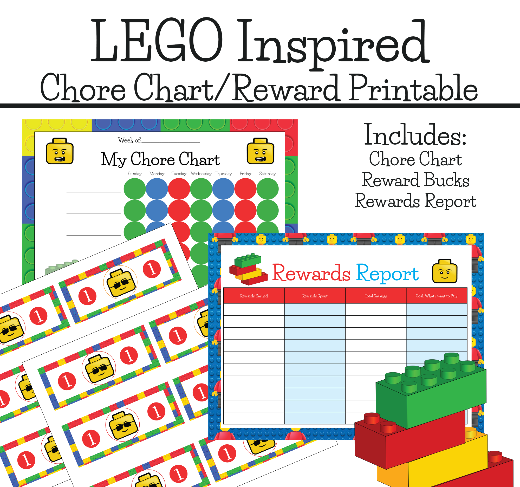 LEGO Inspired Chore Chart Reward Printable SKrafty