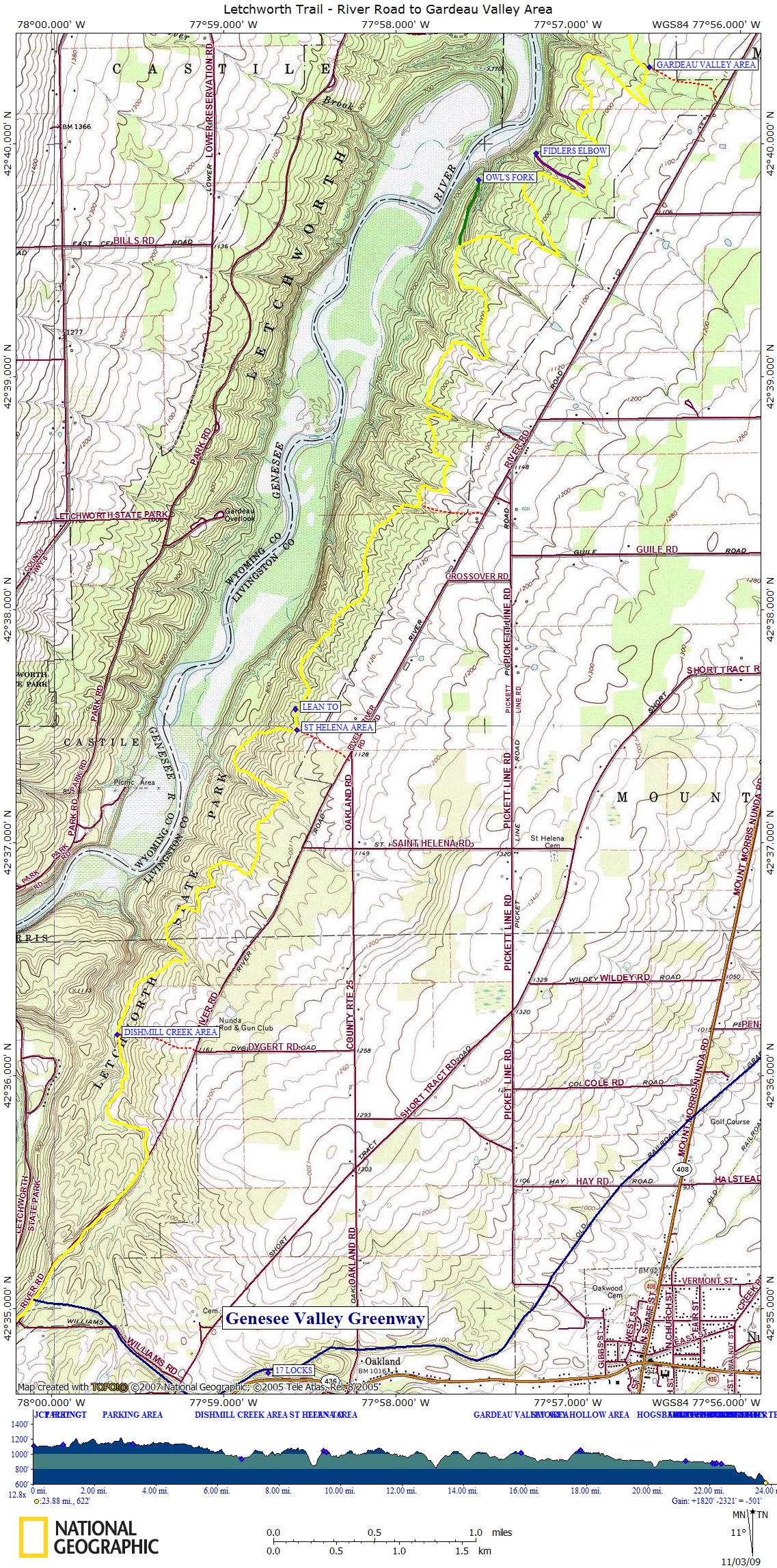 Printable Map Of Letchworth State Park