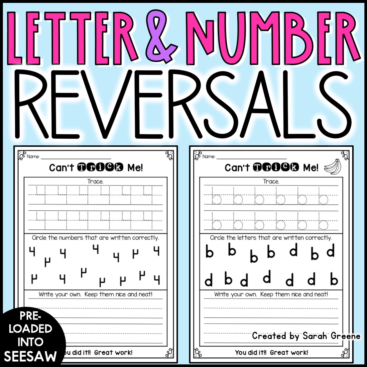 Letter Reversals U0026 Number Reversals No Prep Worksheets