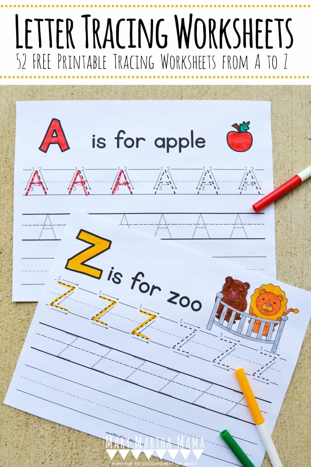 Letter Tracing Worksheets Free Handwriting Practice Mary Martha Mama