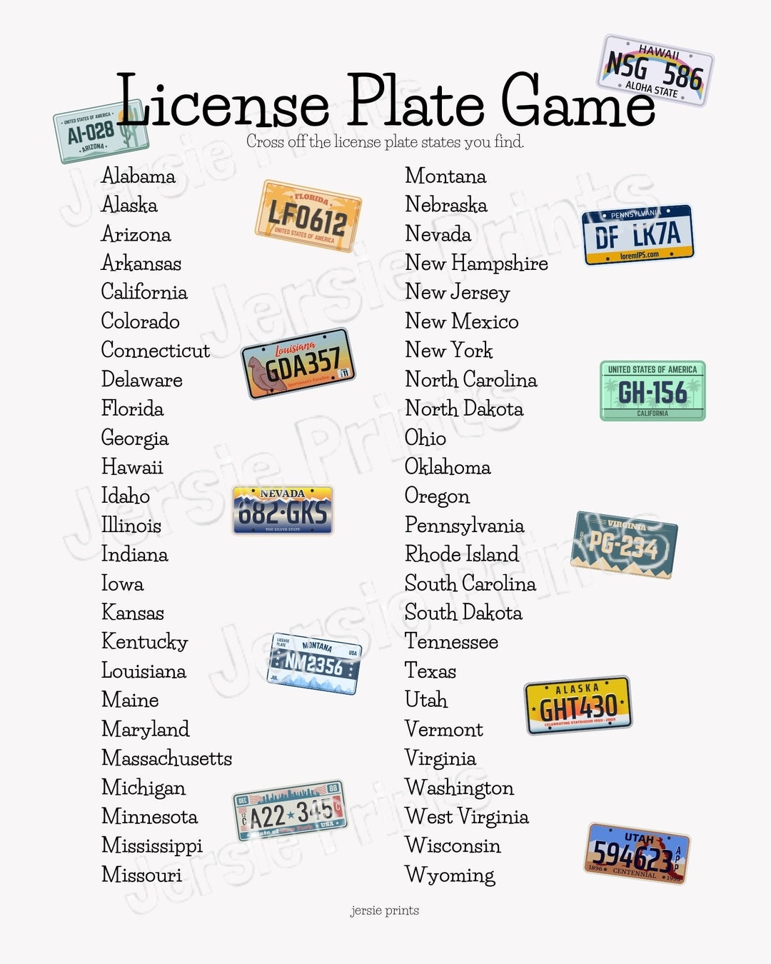 License Plate Game Printable Kids Road Trip Activity PNG File Etsy License Plate Game Printable Kids Road Trip Activity PNG File Etsy