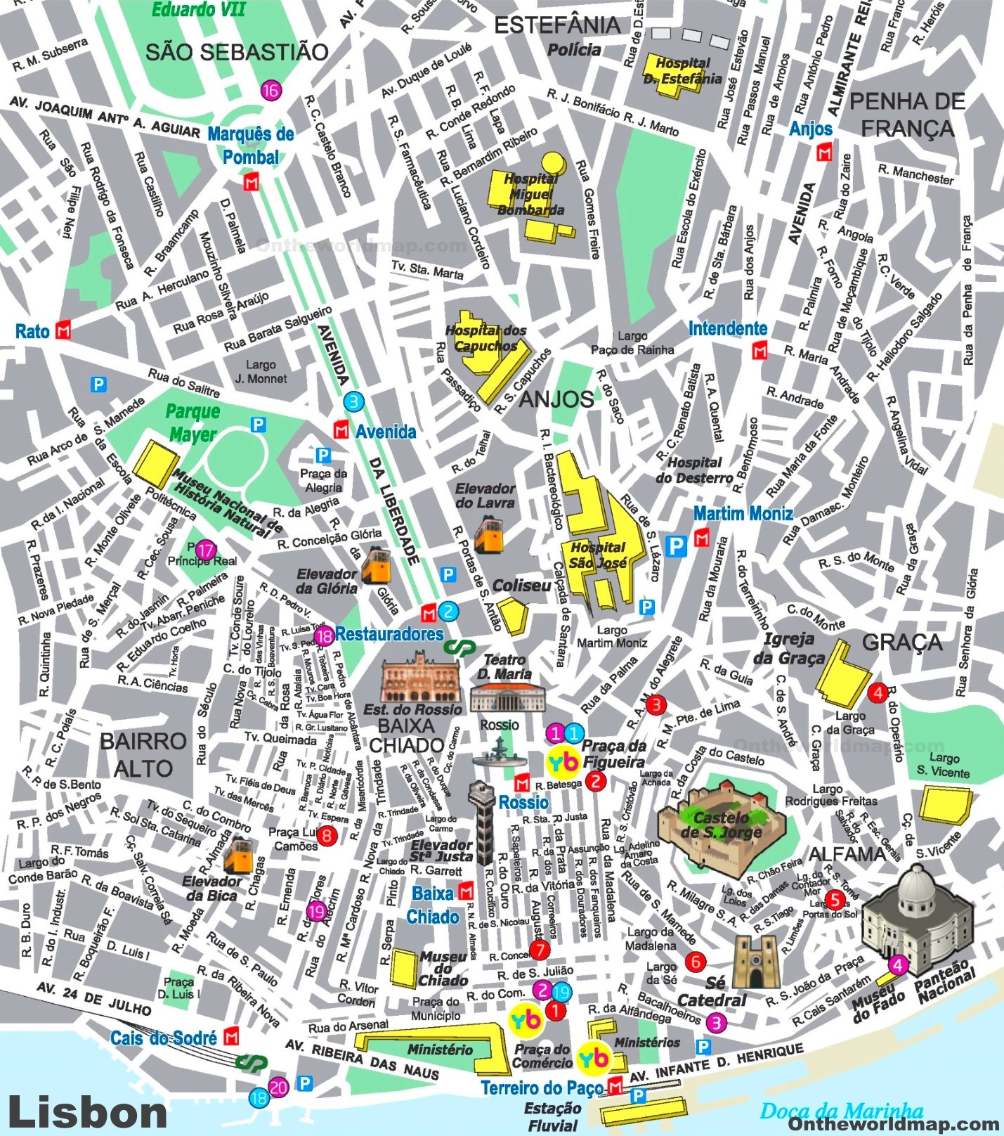 Lisbon City Centre Map Ontheworldmap