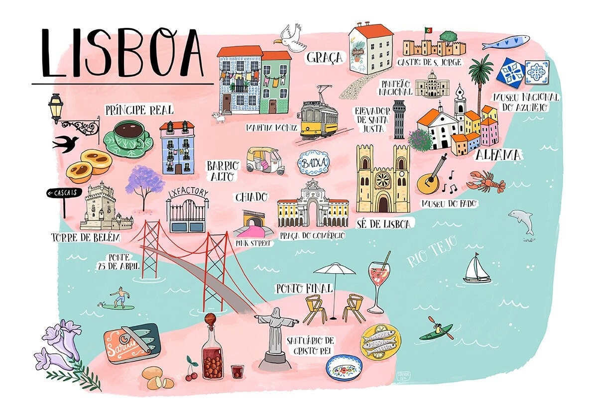 Lisbon Tourist Map Printable