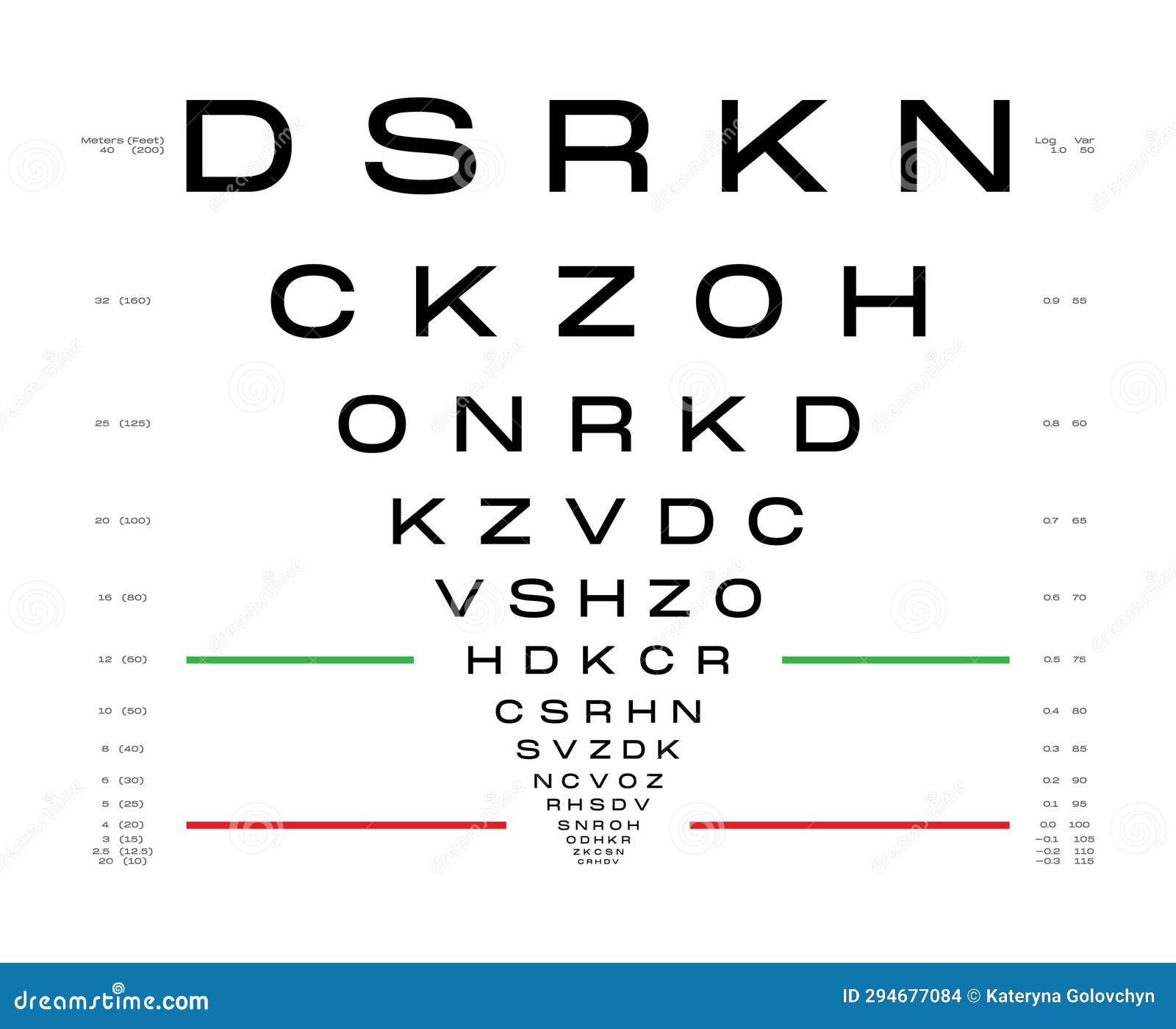 LogMAR Chart Eye Test Chart Medical Illustration Line Vector Sketch Style Outline Isolated On White Background Stock Vector Illustration Of Optician Examination 294677084