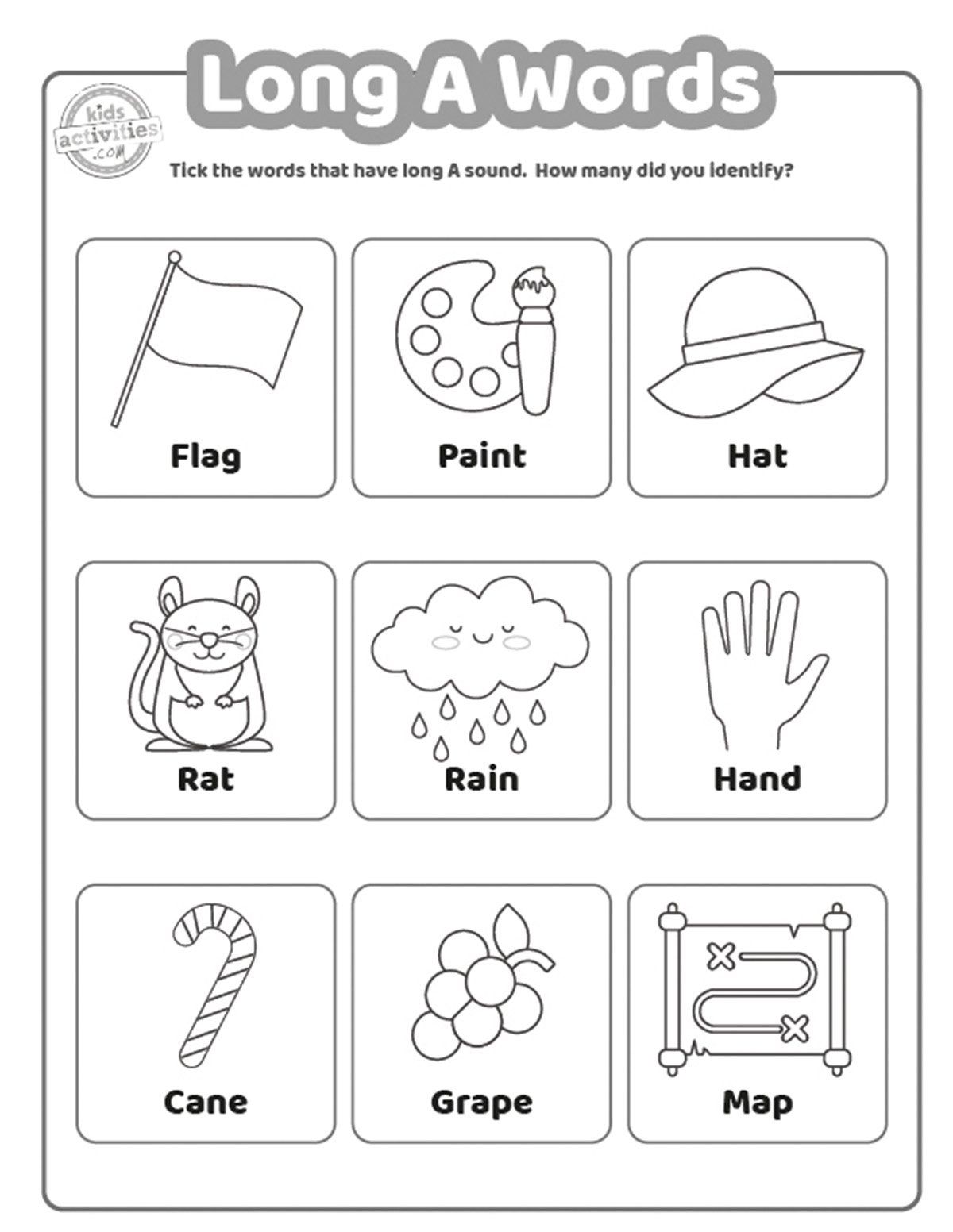 Free Printable Long A Worksheets
