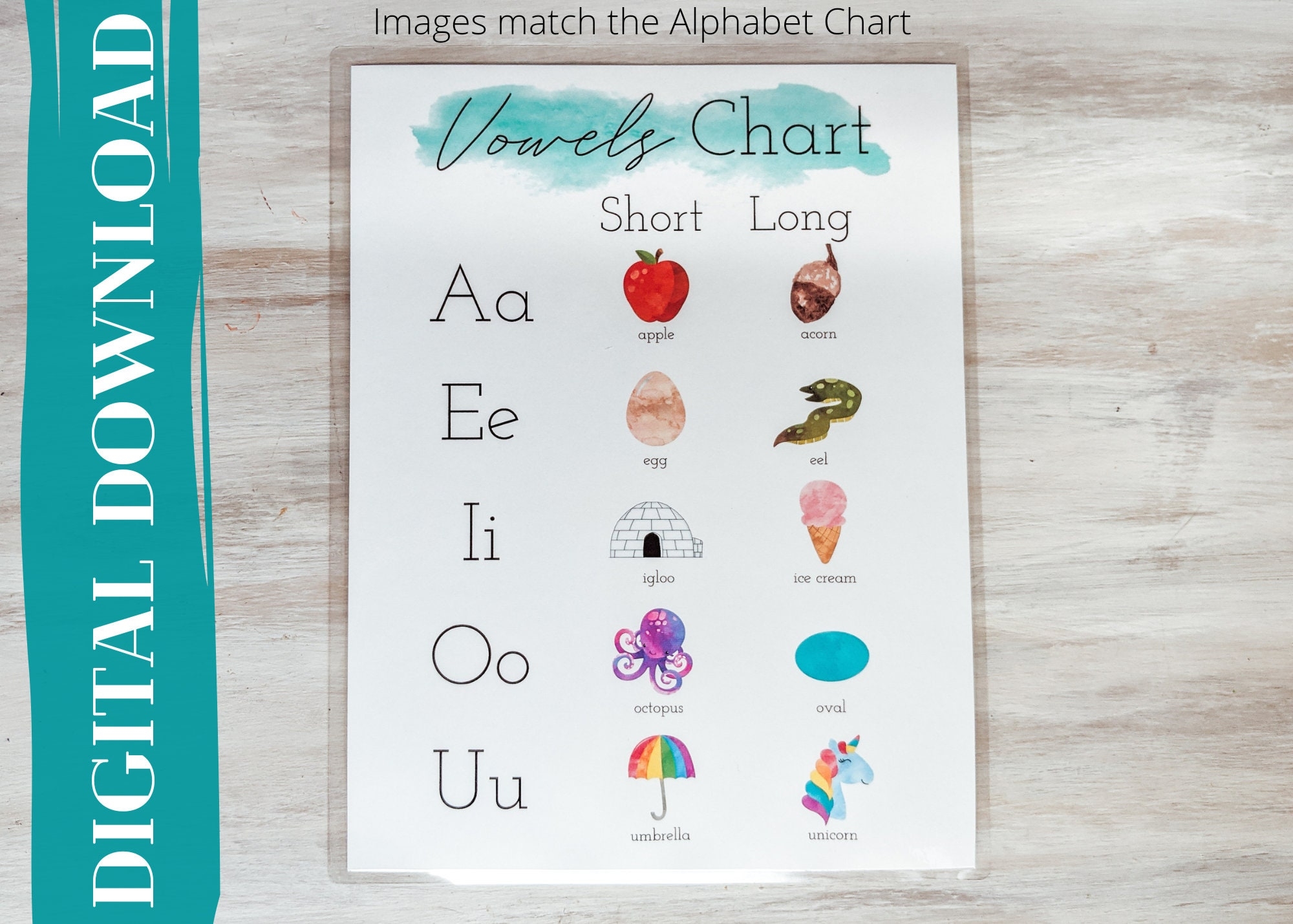 Long And Short Vowel Chart Etsy