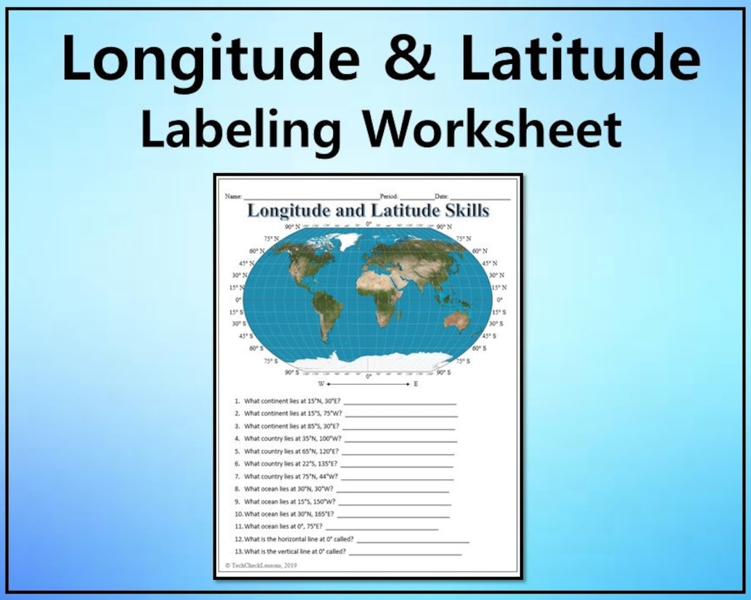 Longitude And Latitude Practice Labeling Worksheet Editable DIGITAL DOWNLOAD Etsy