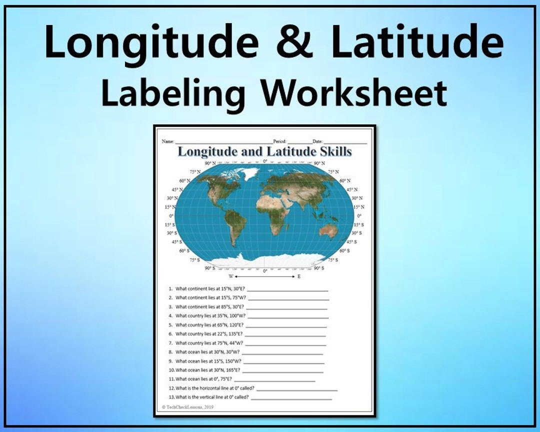 Longitude And Latitude Practice Labeling Worksheet Editable DIGITAL DOWNLOAD Etsy