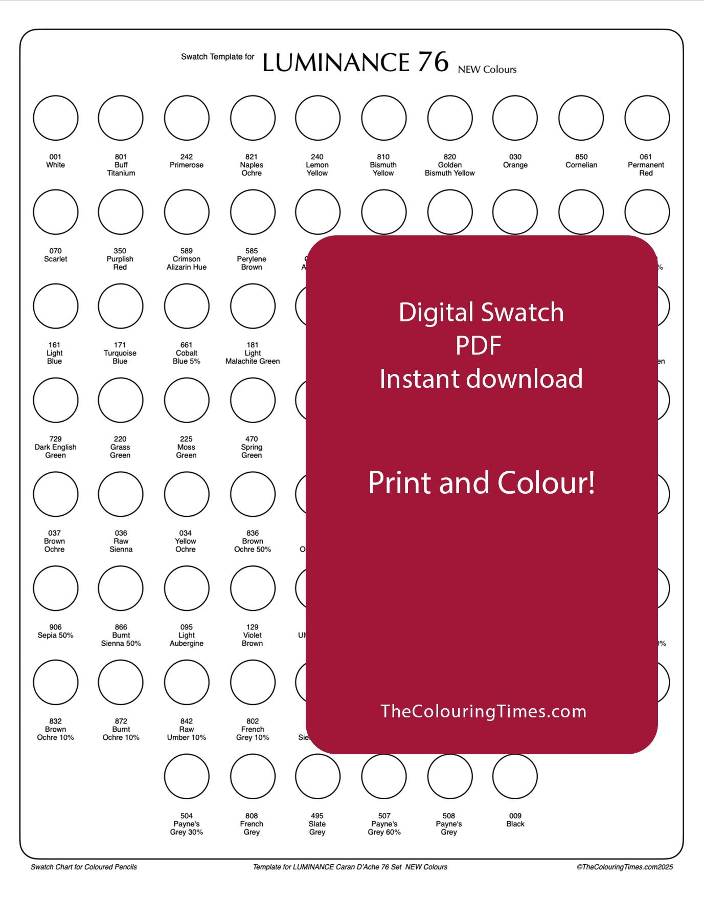 Luminance Swatch Chart Printable