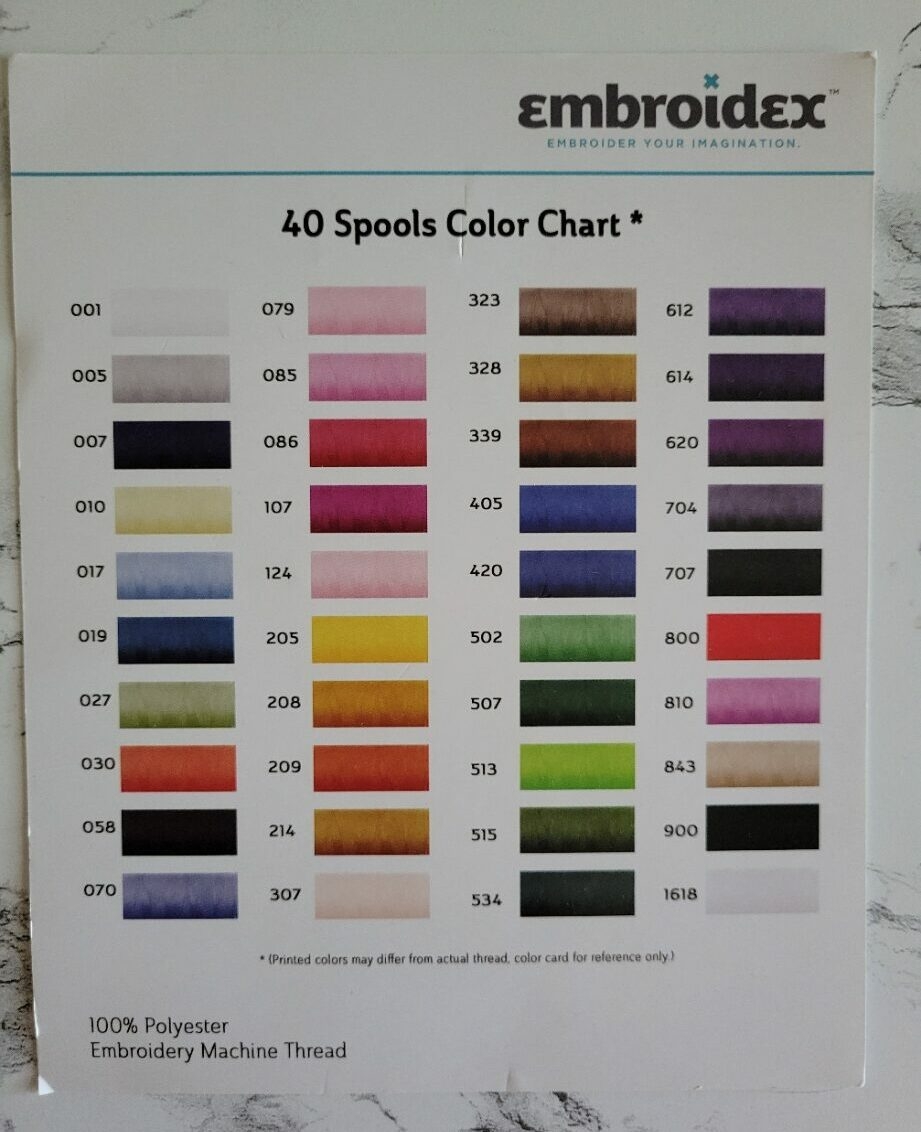 Printable Brother Embroidery Thread Color Chart Printable Brother Embroidery Thread Color Chart