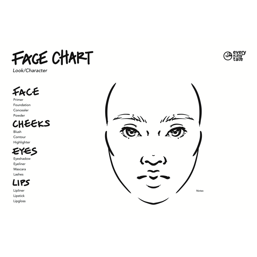 Makeup Face Chart Page Printable Download Everytinytale