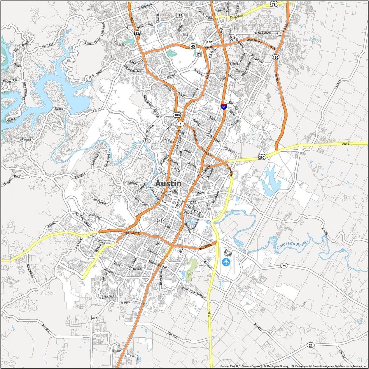Map Of Austin Texas GIS Geography