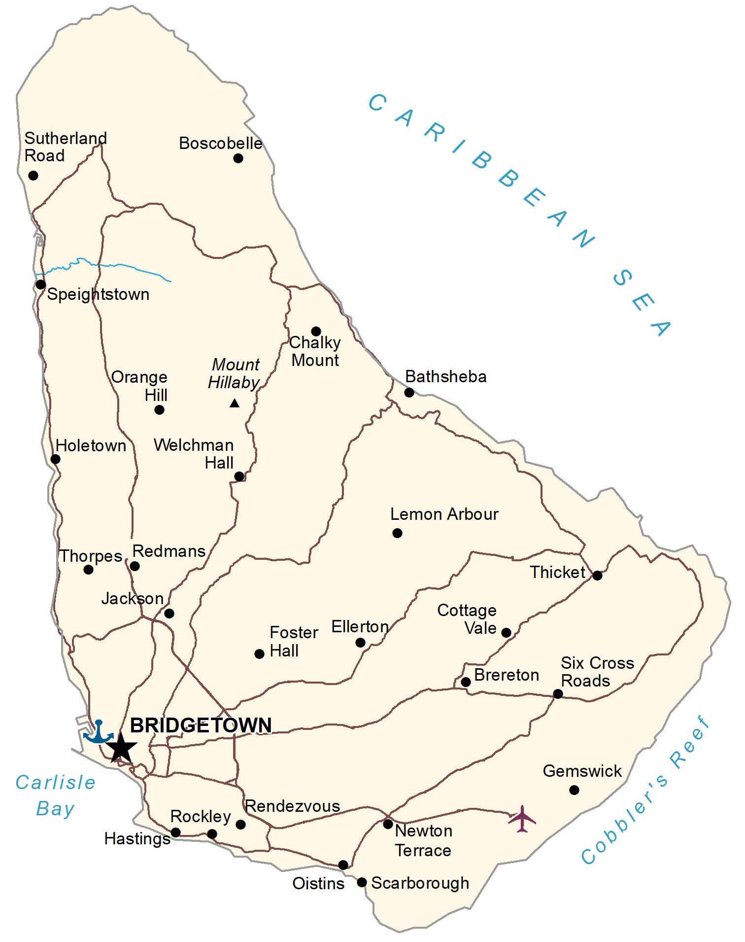 Printable Map Of Barbados