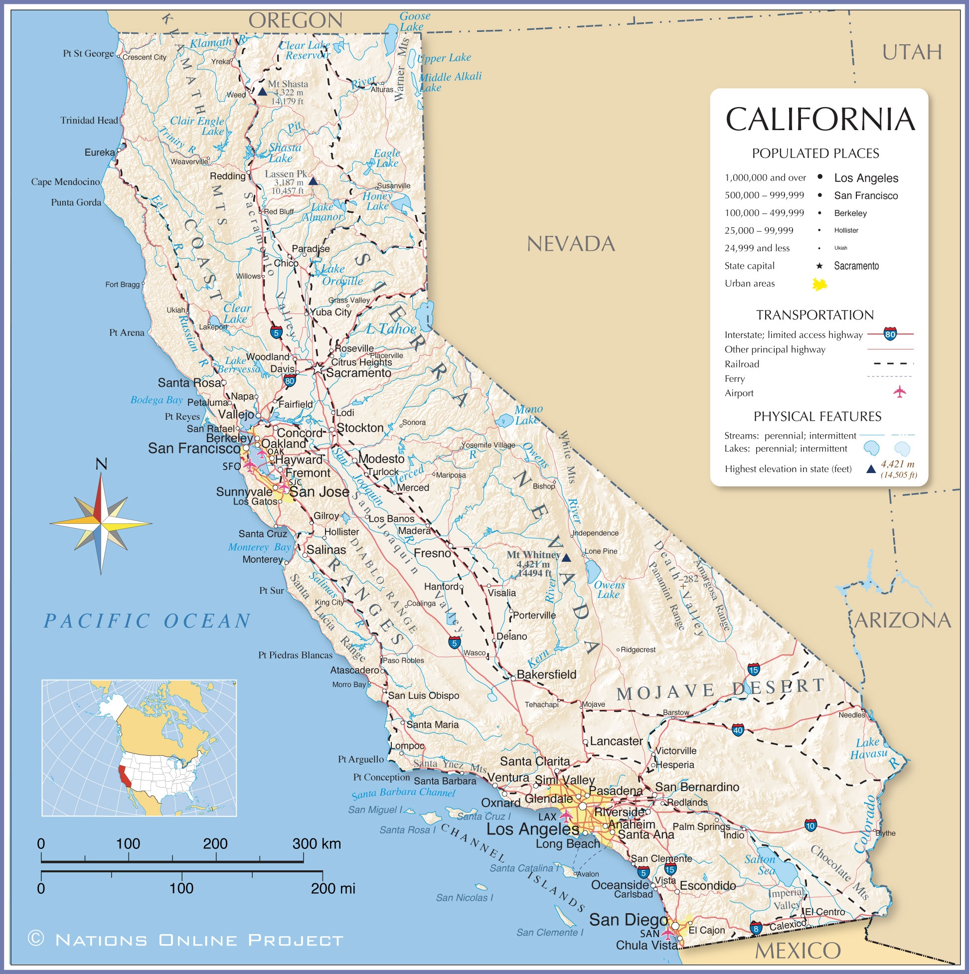 Map Of California State USA Nations Online Project