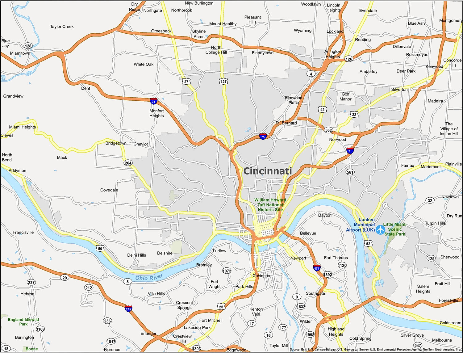 Map Of Cincinnati Ohio GIS Geography