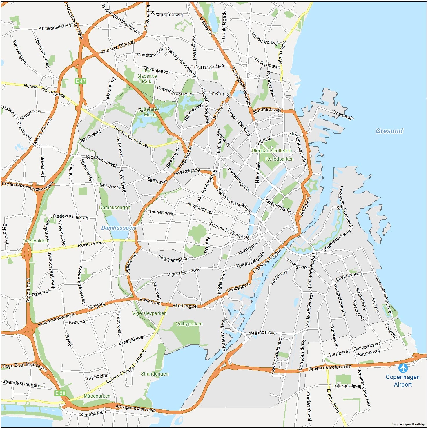 Map Of Copenhagen Denmark GIS Geography