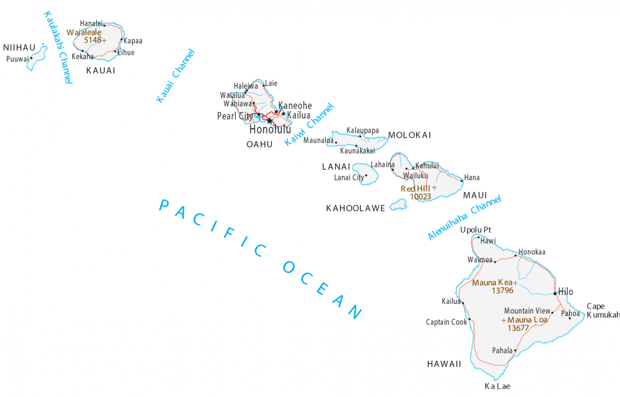 Map Of Hawaii Islands And Cities GIS Geography