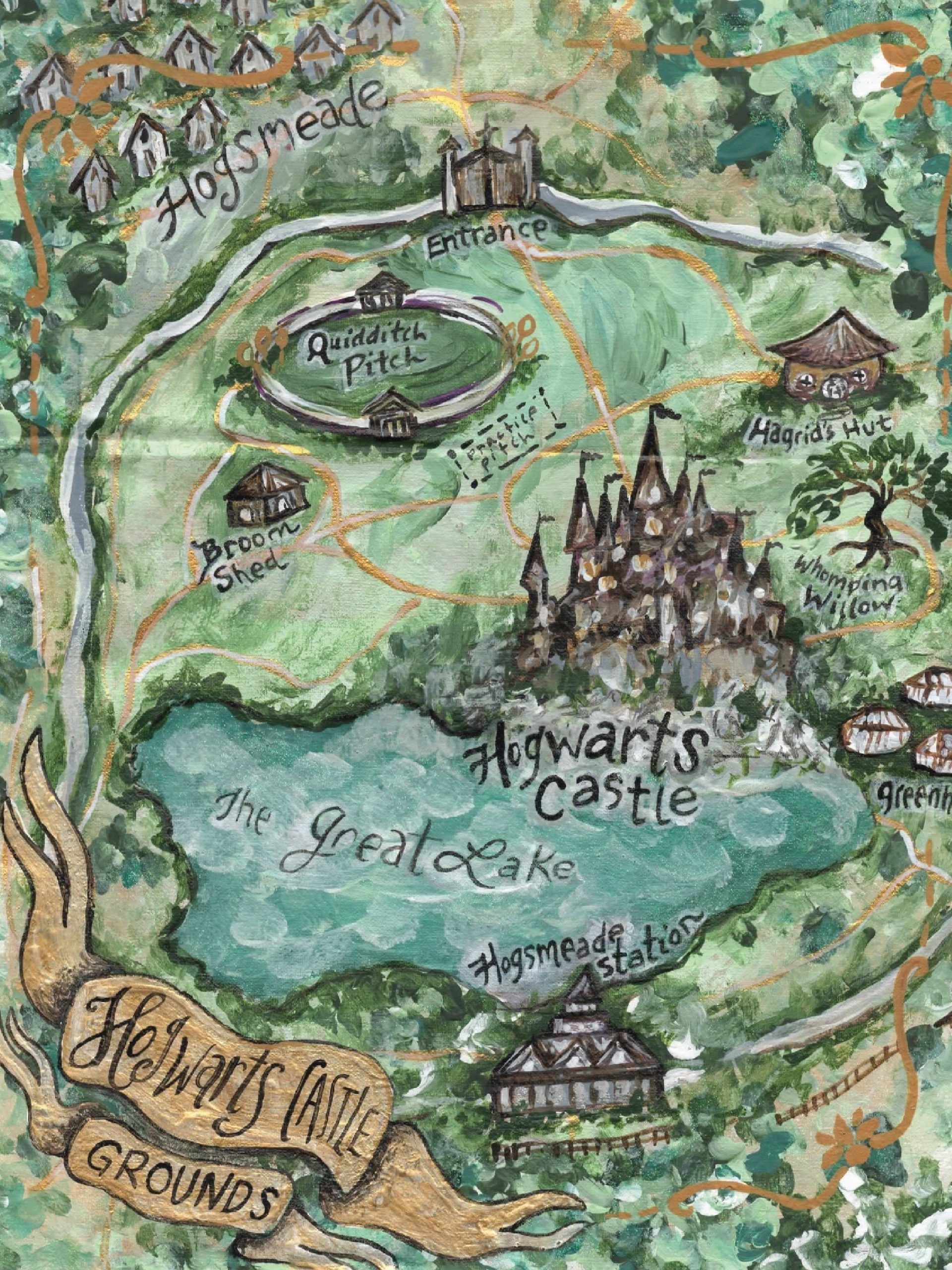 Map Of Hogwarts Grounds ART PRINT Sweet Sequels
