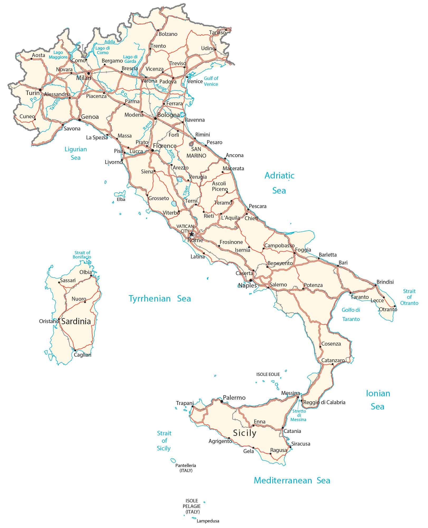 Printable Map Of Italy Pdf